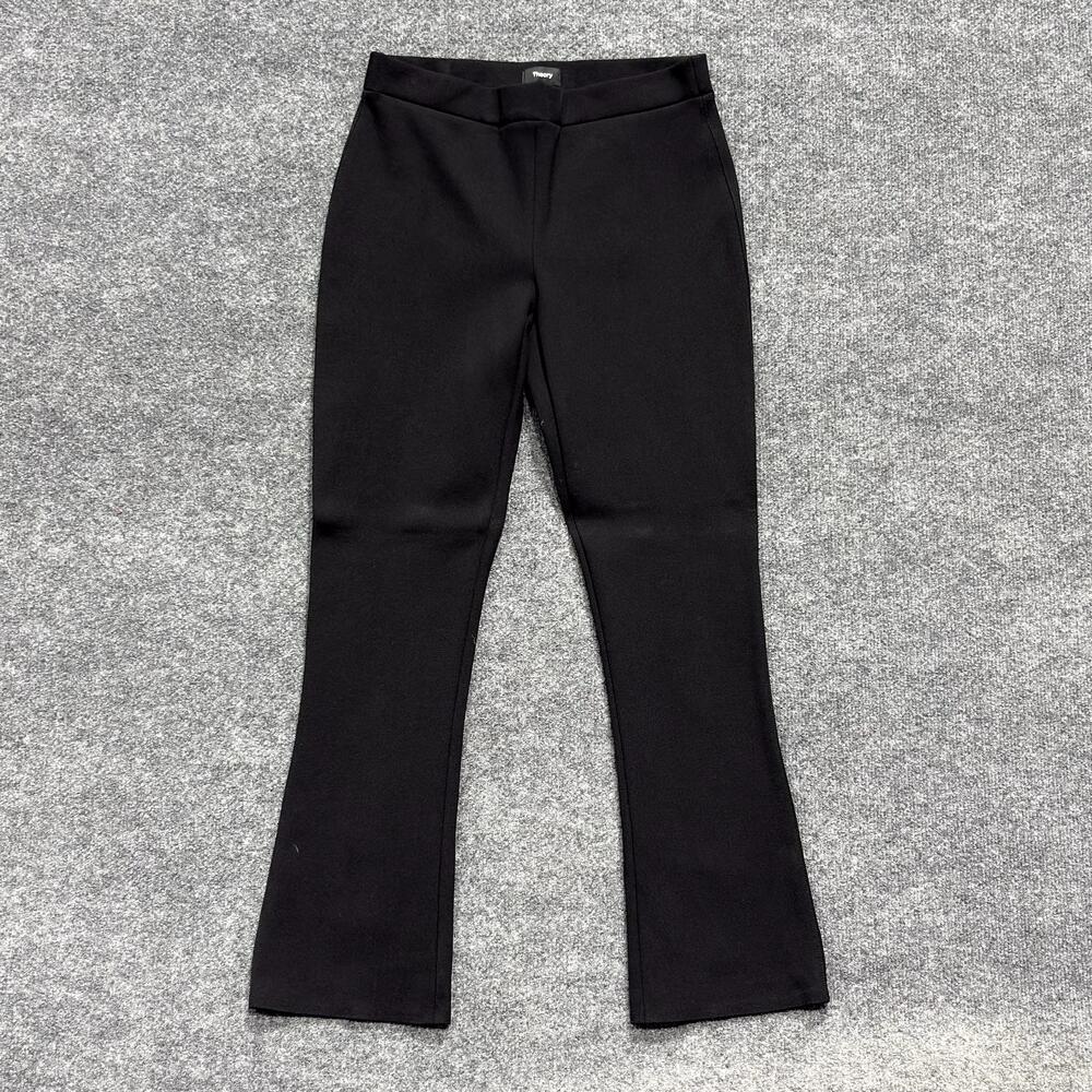 Theory Pants Womens Medium Black Slim Kick Flare Pull On Scuba Stretch Knit